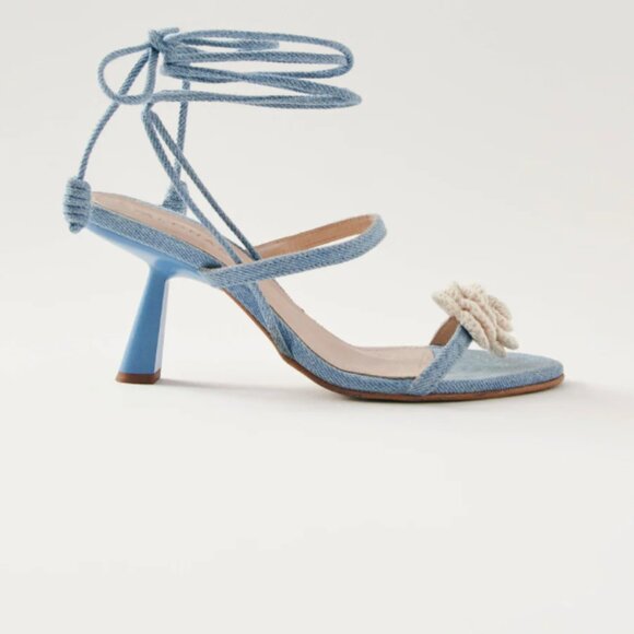 Alohas Kendra Bloom Denim Blue Tie Strap Sandals - Women's EU 37 - Picture 2 of 13